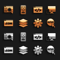 Poster - Set Layers, Monitor and mobile, UI UX design, Website statistic, Front end development, and icon. Vector