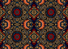 Ornamental Rapport Seamless With Textures Of Beautiful Flowers In Lines And Relief. Pattern Endless Of Linear Flowers With Medallions Shapes For Repetitive Rapport In Black Background. Generative AI