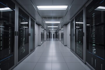  modern data center, with sleek and clean design, for high-tech companies and startups, created with generative ai