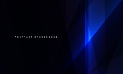 Poster - Black and dark blue modern abstract background with diagonal geometric shapes. Abstract vector dark blue background. Vector illustration