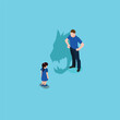 © Creativa Images - Little girl with scarry monster shadow - Child abuse isometric 3d vector illustration concept for banner, website, illustration, landing page, flyer, etc.