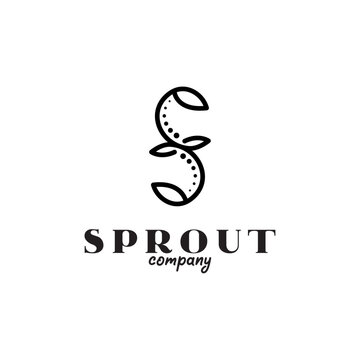 Minimalist Initial S Leaf Plant Logo Design. Organic Fresh Healthy Vegan Product logo design