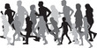 Group of people running, conceptual silhouettes.