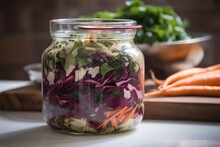 Fermented Vegetable Mix, Ready To Be Enjoyed On Its Own Or With Other Dishes, Created With Generative Ai