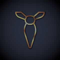 Poster - Gold line Tie icon isolated on black background. Necktie and neckcloth symbol. Vector