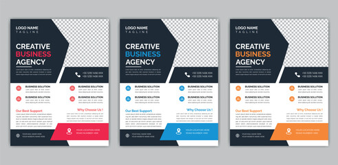 Creative business agency flyer template design . marketing, business proposal, promotion, advertise, publication, cover page. marketing social media post template.