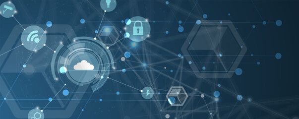 Cloud technology. Integrated digital web concept background