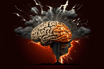 Wall Mural - An abstract concept of a colorful brain exploding with ideas