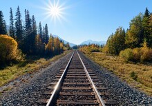 Banff Train Tracks With Sun 2