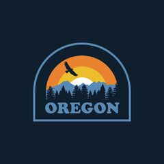 Wall Mural - Oregon eagle vintage logo vector concept, icon, element, and template for company. Travel, explore, adventure logo.