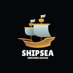 Sticker - ship gradient logo design