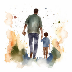 Happy Father's Day painting in watercolor effect- Generative Ai