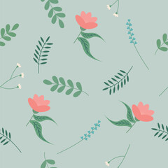 Wall Mural - Flower bouquet seamless pattern. Vector illustration.