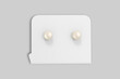 White round pearl earrings for sale mockup isolated on a grey background. 3d rendering.