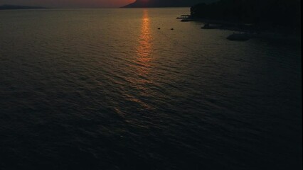 Sticker - Aerial shot of the seascape during the sunset in summer in Croatia