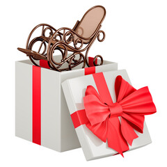 Poster - Rocking chair inside gift box, 3D rendering