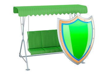 Poster - Garden swing with shield, 3D rendering