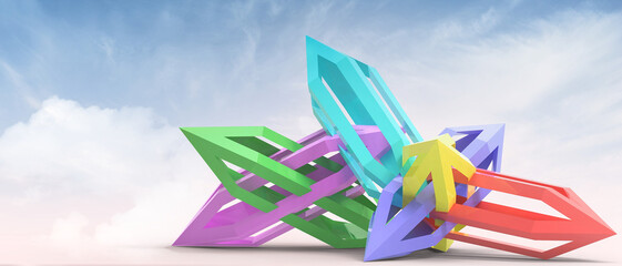 Poster - Abstract background. Geometry shapes and rainbow colors in LGBT Prime Month and gender equality and freedom of expression struggle concept. Copy space, banners, websites - 3D rendering