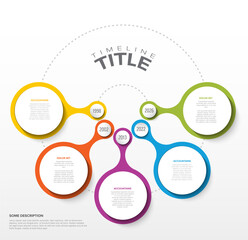 Poster - six light circle steps process infographic with icons and description