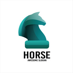 Sticker - horse chess gradient colorful logo design vector