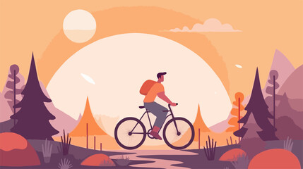 Wall Mural - Daily life bike ride vector illustration