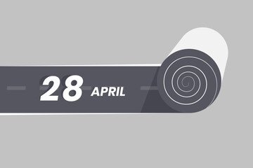 April 28 calendar icon rolling inside the road. 28 April Date Month icon vector illustrator.