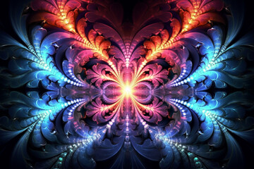 Poster -  A digital fractal art image with intricate and repetitive patterns, symbolizing the infinite and interconnected nature of clear energy.  Generative AI technology.
