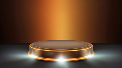 Vector illustration of round podium on empty pedestal for award ceremony, with spotlights Generative AI