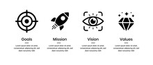 Mission Goal Vision Values Icon. Organization Mission Vision Values Icon Design Vector