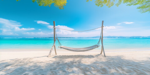 Wall Mural - Tropical beach with hammock style swing chair