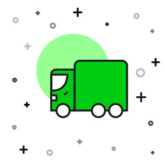 Wall Mural - Filled outline Delivery cargo truck vehicle icon isolated on white background. Vector