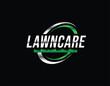 Black Silver Green Lawn Care Business Logo Design Template