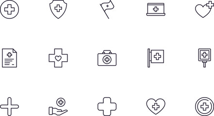 Canvas Print - Collection of modern medical cross outline icons. Set of modern illustrations for mobile apps, web sites, flyers, banners etc isolated on white background. Premium quality signs.