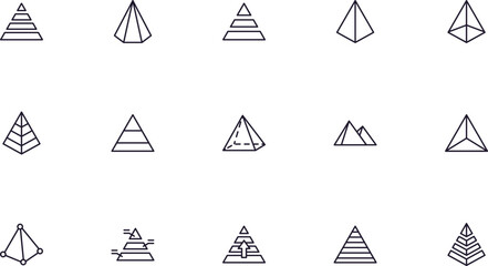 Pyramid concept. Pyramid line icon set. Collection of vector signs in trendy flat style for web sites, internet shops and stores, books and flyers. Premium quality icons isolated on white background