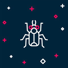 Poster - Line Beetle bug icon isolated on blue background. Colorful outline concept. Vector