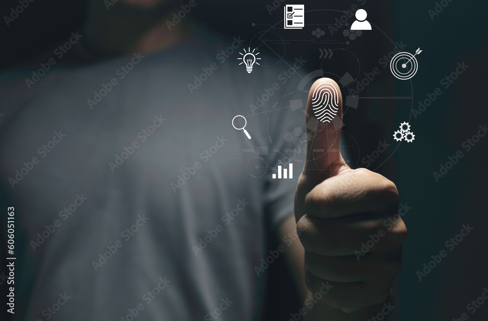 Fingerprint Biometric Digital Scan Technology. Graphic interface ...