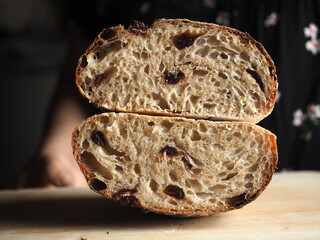 Wall Mural - sliced cranberry sourdough bread loaf