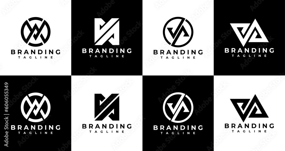 Simple geometric line letter V A VA AV logo design Stock Vector | Adobe ...
