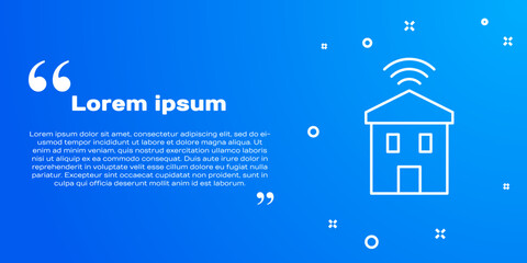 Poster - White line Smart home with wi-fi icon isolated on blue background. Remote control. Vector