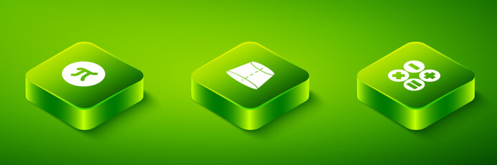 Poster - set isometric geometric figure, calculator and pi symbol icon. vector