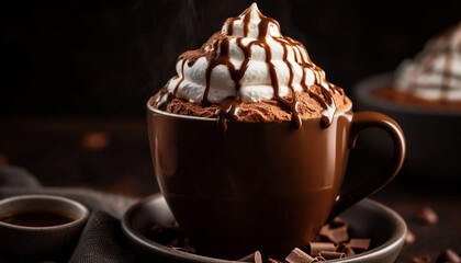 Canvas Print - Dark chocolate mocha with whipped cream indulgence generated by AI