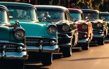 Vintage Car Parade In Caribbean Culture, Elegance Shines Generated By AI
