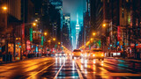 Fototapeta Londyn - Blurred background New York street. Generative AI