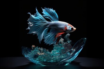 Sticker - A stunning display of betta fighting fish