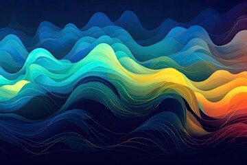 Abstract Neural Waves. Abstract waves, with each wave representing a different aspect of neural activity, symbolizing the flow of information between synapses. AI