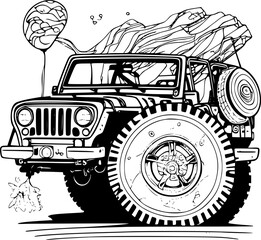 Wall Mural - Jeep Rock Crawler vector