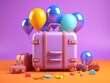Leinwandbild Motiv Colorful travel and summer concept with suitcase with colorful background. Generative AI