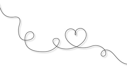 Canvas Print - animated continuous single line drawing of heart shape isolated on white background, love and romance symbol line art animation