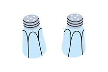 Salt Or Paper Shaker Icon. Kitchen Tools Silhouette. Vector Illustration.