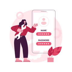 Poster - registration abstract concept vector illustration. registration page, name and password field, fill 